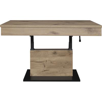 Couchtisch MÄUSBACHER "Lift Couchtisch", braun (viking oak, vulkanschwarz supermatt, viking oak, viking oak), Tische, höhenverstellbar 58-77cm,Tischplatte aufziehbar, Staufach, 110cm breit Image