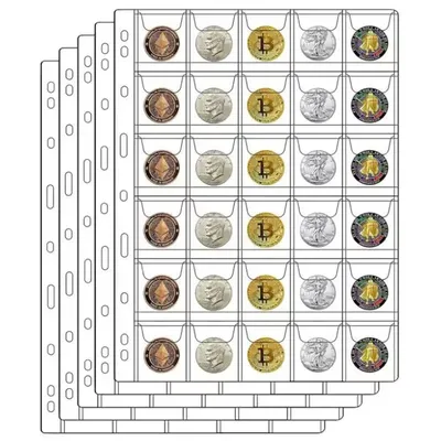 10PCS Album für Münzen Alben 30Pocket Münzen Sammlung PVC Transparente Innenseiten Münzen Lose Blatt Image