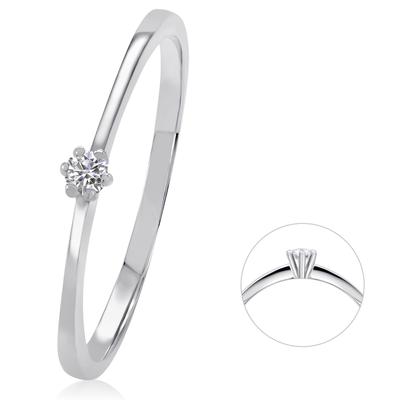Diamantring ONE ELEMENT "0,03 ct Diamant Brillant Ring aus 585 Weißgold" Gr. 54, silber, Fingerringe, Damen, 54,mit Diamant, Weißgold 585-Diamanten, Weißgold 585, Diamanten, Damen Gold Schmuck Image