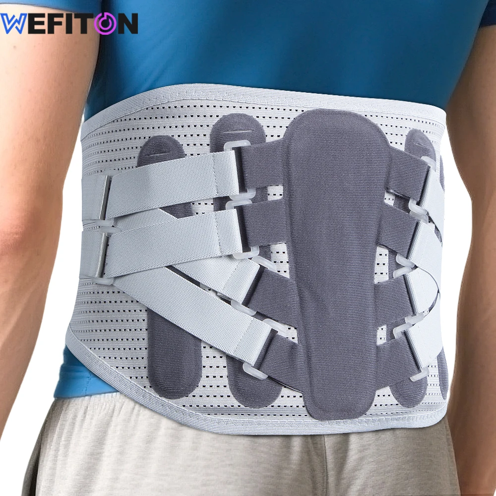 1 Stück Rückenbandage zur Linderung von Schmerzen im unteren Rücken – verstellbarer Lendenwirbelstützgürtel mit 8 Stützgürteln, bionische Aluminiumplatte für die Arbeit Image