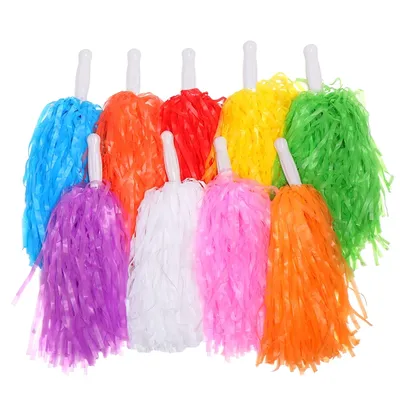 1 Paar Regenbogen Kunststoff Cheerleader Pompons Mädchen Jubel Tanken Requisiten Cheerleading Pom Image