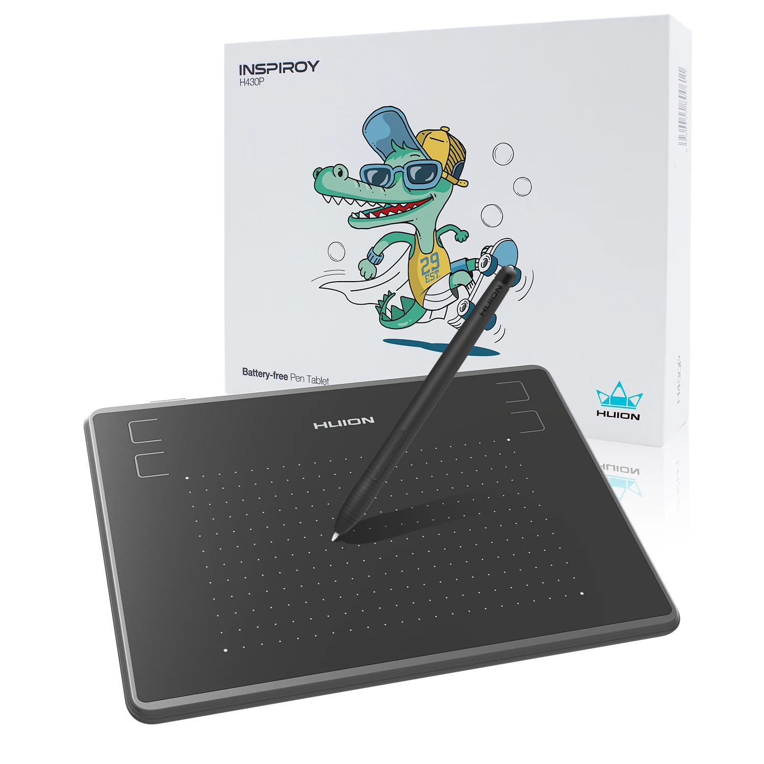 HUION HS64 Zeichentablett 6 x 4 Zoll Anfänger-Grafik-OSU-Tablet mit batterielosem Stift 8192 für Windows, Mac, Android und Linux Image
