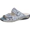 Pantolette WALDLÄUFER "GARDA", Damen, Gr. 7 (40,5), blau (jeansblau), Veloursleder, gemustert, casual, Schuhe, Sommerschuh, Klettschuh, Hausschuh in Bequemweite G (= weit)