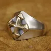LINSION 925 Sterling Silber Ring Messing Kreuz Zentrum Biker Punk Schmuck TA408 UNS Größe 7 ~ 16