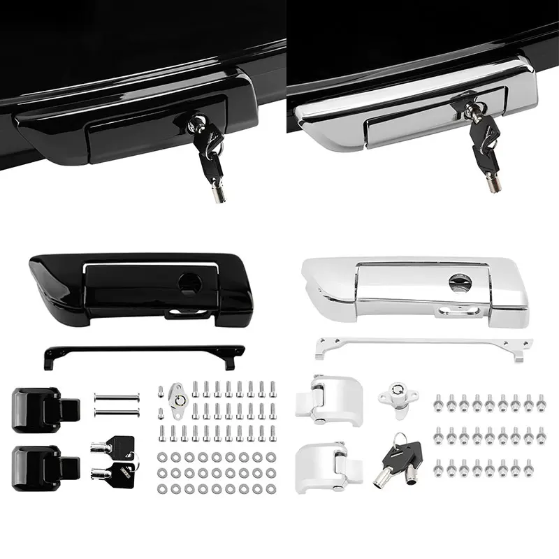 Chrom Schwarz Motorrad Pack Kofferraum Deckel Latch Lock Schlüssel Hardware Kits Für Harley Touring Street Glide Road King Road Glide 2014-Up