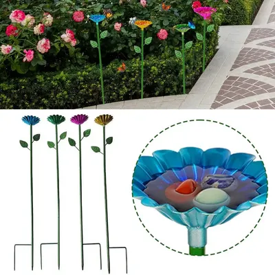 Bee Watering Station Metal Bee Water Feeder Multi-Function Butterfly Bath Bowl Standing Bee Feeder For Garden Yard Decor Waterin