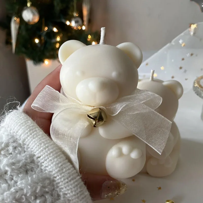 Nette Bär Kerze Silikon Form Tier Sitzenden Bär Kerze Seife Gips Harz Handwerk Form Handgemachte Schokolade Eis Kuchen Backen Werkzeug Image