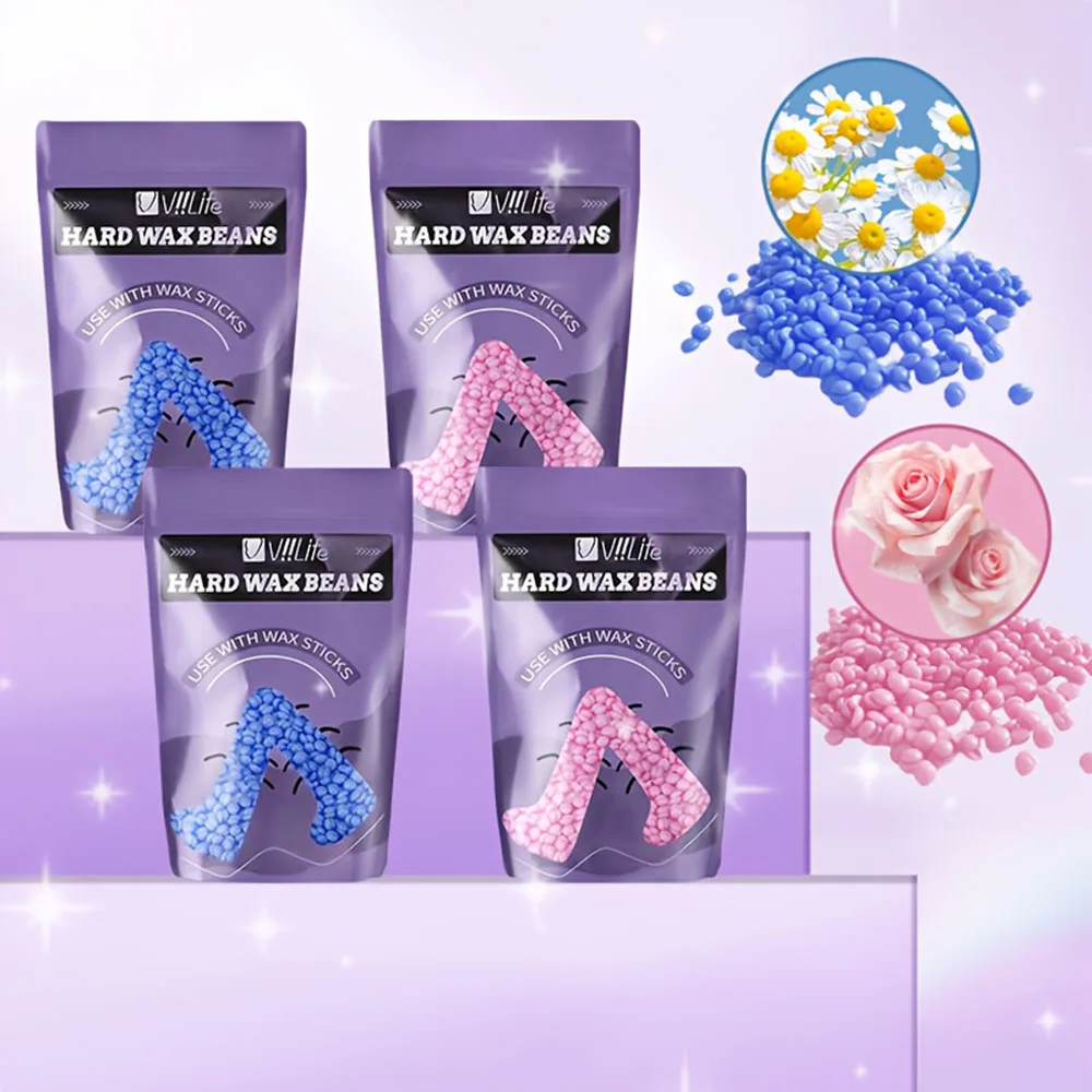Hartwachsbohnen, 50 g/100 g, schmerzloses Haarentfernungsset für alle Hauttypen für Körper, Gesicht, Beine, zu Hause, für langlebig, glatt Image