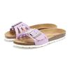 Pantolette ELBSAND "Sandale", Damen, Gr. 43, lila (flieder), Obermaterial: 100% Rindsleder. Decksohle: 100% Rindsleder. Laufsohle: 100% Synthetik, unifarben, casual, Schuhe, Mule, offener Schuh aus Leder mit weichem Komfortkorkfußbett