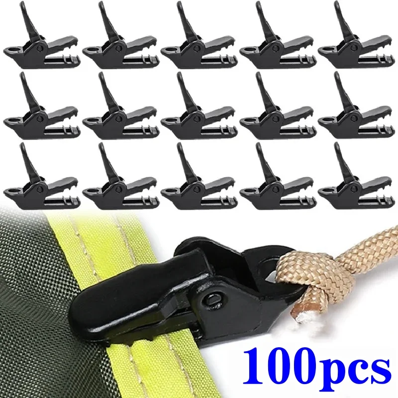 10/50/100 stücke Robuste Zelt Clips Outdoor Plane Clips Anti-wind Feste Camping Zelt Haken Krokodil Klemme Clip für Outdoor Campin Image