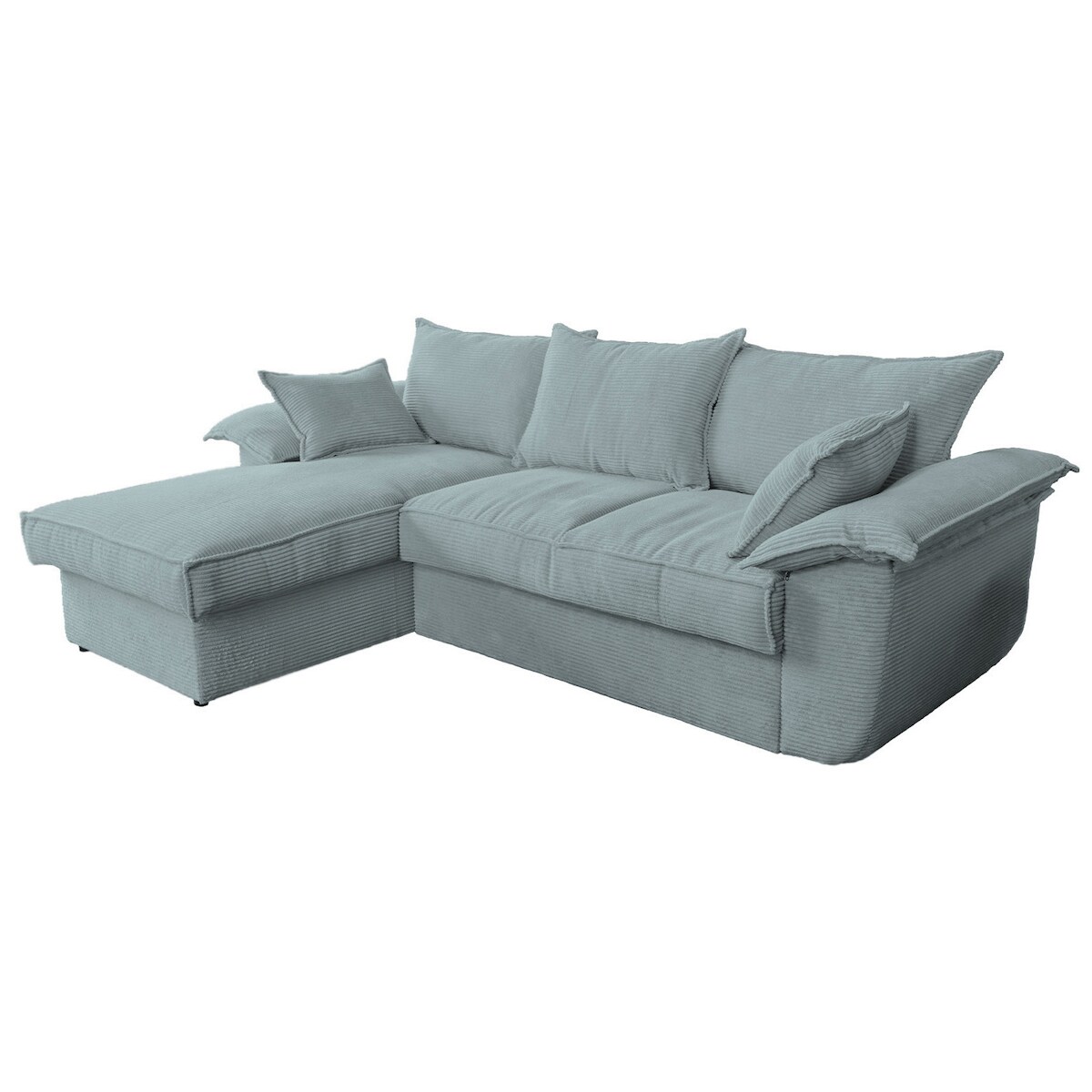 KAWOLA Sofa DAMETO Ecksofa Bettsofa Schlafsofa mit Stauraum Cord hellblau Recamiere links Image