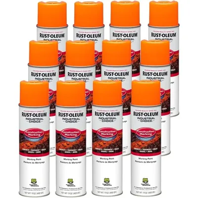 Choice M1400 System Water-Based Construction Marking Spray Paint, 17 oz, Fluorescent Orange, 1