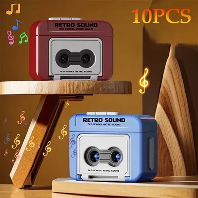 1-10PCS New Small Box Recorder Music Keychain Storage Box Retro Keychain Mini Player Commemorative