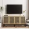 63" Farmhouse TV Stand, Entertainment Center with Metal Base & Adjustable Shelves, 2 in 1 TV Console