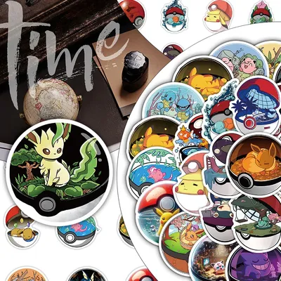 10/30/55PCS Pokémon Pikachu Poké Ball Cartoon Sticker DIY Decoration PVC Waterproof Skateboard