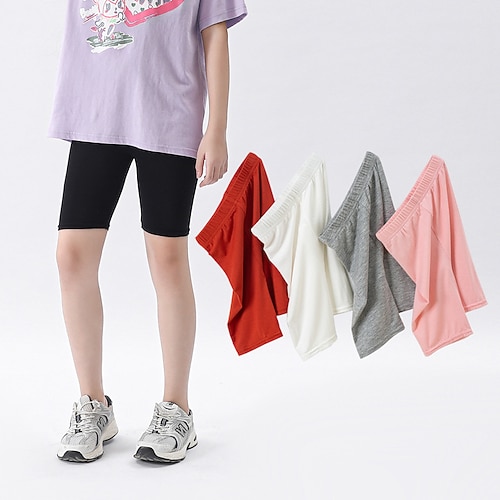 Kinder Mädchen Leggings Einfarbig Täglich Schule 4-12 Jahre Sommer Schwarz Weiß Rosa Image