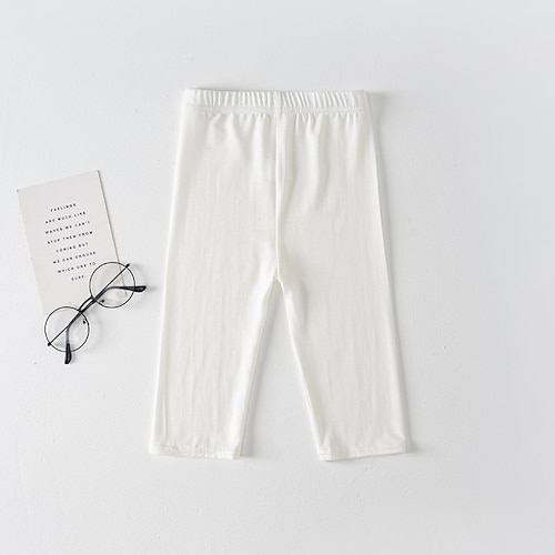 Kinder Mädchen Leggings Einfarbig Täglich Schule 4-12 Jahre Frühling Schwarz Weiß Rosa Image