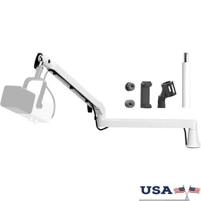Low Profile Microphone Boom Arm Adjustable Desk Mount Cable Management Sturdy Riser 360 Degree