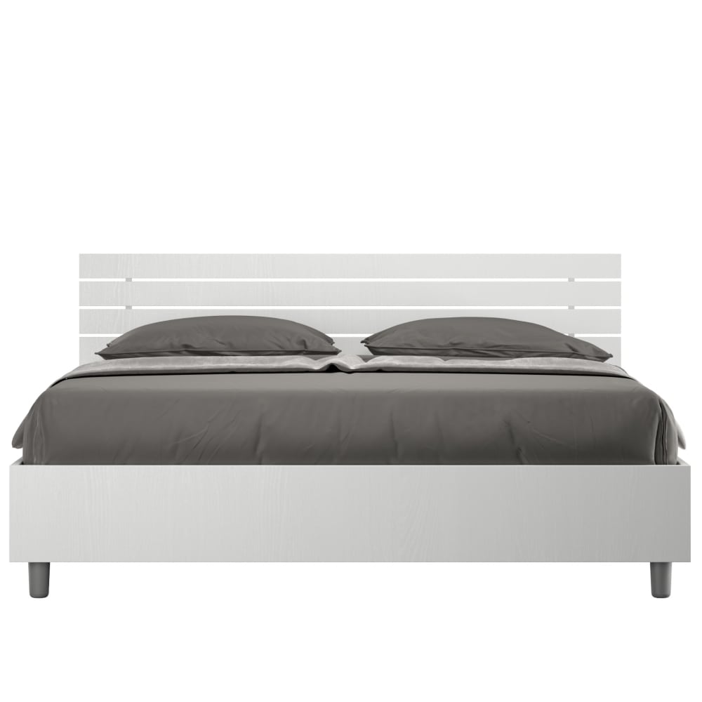 Lit coffre 160x190 tête de lit droite effet bois frêne blanc