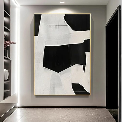 schwarz-weißes Ölgemälde handgemachte Wandkunst 3er-Set abstrakte Malerei auf Leinwand handgemalte Textur moderne Malerei Wandkunst moderne abstrakte Malerei Wandkunst Wanddekoration Image