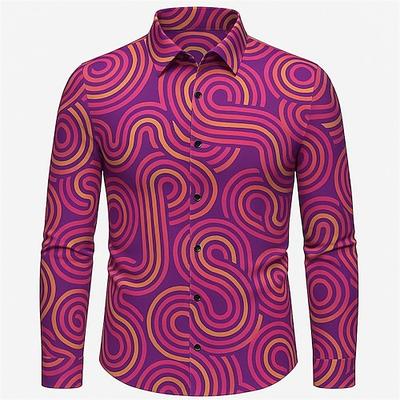 Retro Vintage 1970er Hemd Disco Geometrisch Herren Halloween Karneval Pride Parade Pride-Monat Festival Erwachsene Hemd Image