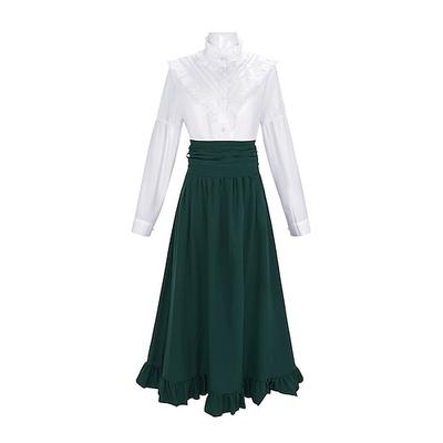 Viktorianisch Renaissance Lange Länge Rock Bluse / Hemd Cosplay Kostüm Stehkragen Normal Damen Erwachsene Bluse Rock Image