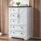 White Dresser for Bedroom, 5 Drawers Farmhouse Wood Dresser with Double Storage Cabinet, 48 Inches