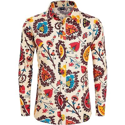 Retro Vintage Boho 1970er Hemd Hippie Ethnisch Susani Herren Halloween Karneval Straßentanz Retro-Mottoparty Festival Erwachsene Hemd Image