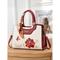 Damenhandtasche aus besticktem Kunstleder mit Schal-Akzent – elegante Schultertasche mit floralem Blumenmuster fürs Büro, Hochzeiten und den Alltag