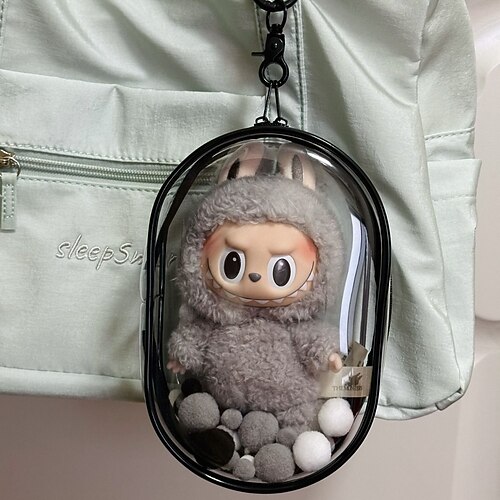 Schutztasche ForLabubu für 17 CM Puppe CryingBaby Serie Transparente PVC-Hülle für 17 CM Puppe Displaybox ForLabubu Crying Again Plüsch Einfache Installation Schützen Sie Ihre Puppe