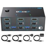 HDMI + 2 Displayport KVM Switch 3 Monitors 2 Computers ANXQQ 8K@60Hz 4K@144Hz Triple Monitor KVM Monitor Switch for 2 Computers 3 Monitors with 4 USB 3.0 Ports Wired Remote and Power Adapter RRF12