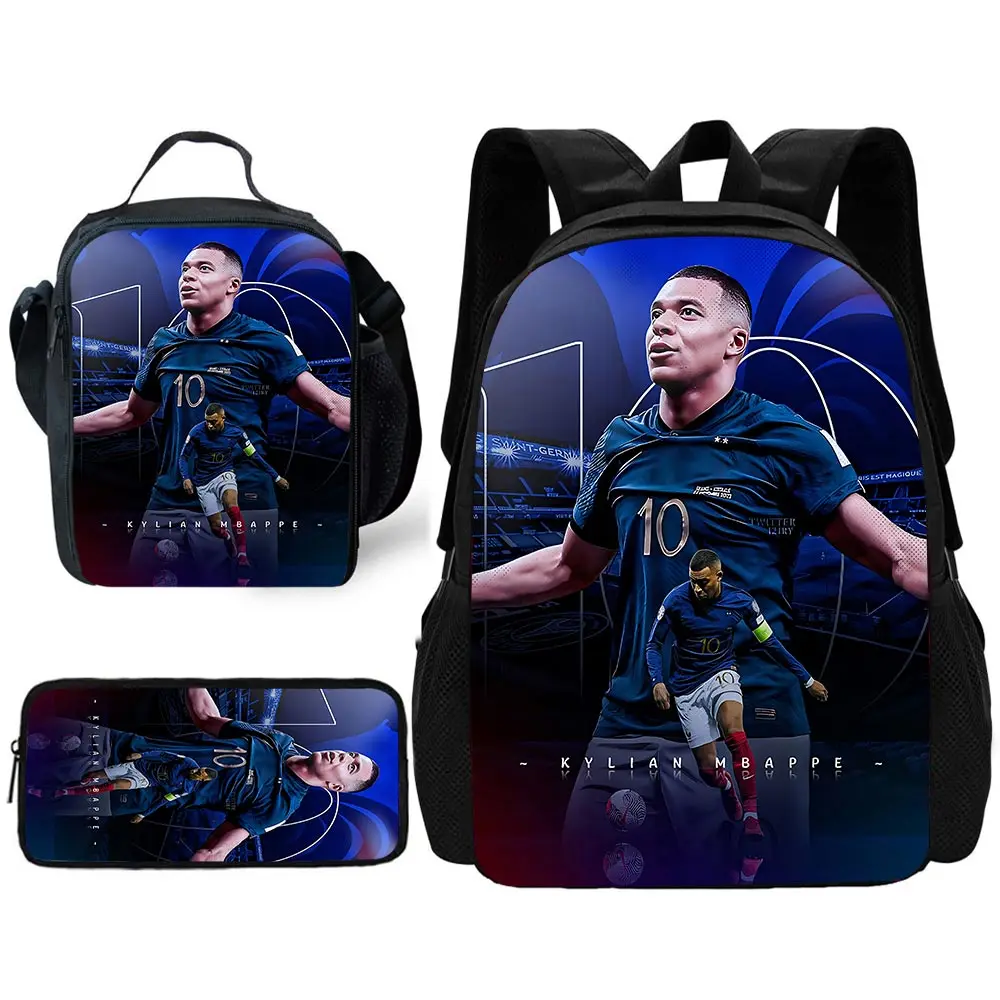 Sac à dos d'école pour enfants avec m-mbappes Football K-Kylians sacs à déjeuner, sacs à crayons, sacs d'école pour garçons et filles meilleur cadeau