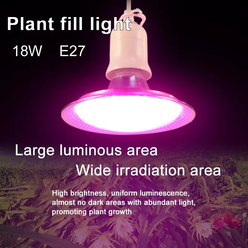 Lampe E27 18W lampe de croissance des plantes légumes fruits et légumes lampe de remplissage de lumière solaire intérieure plein spectre lampe succulente lampe de remplissage de lit de fleurs lampe