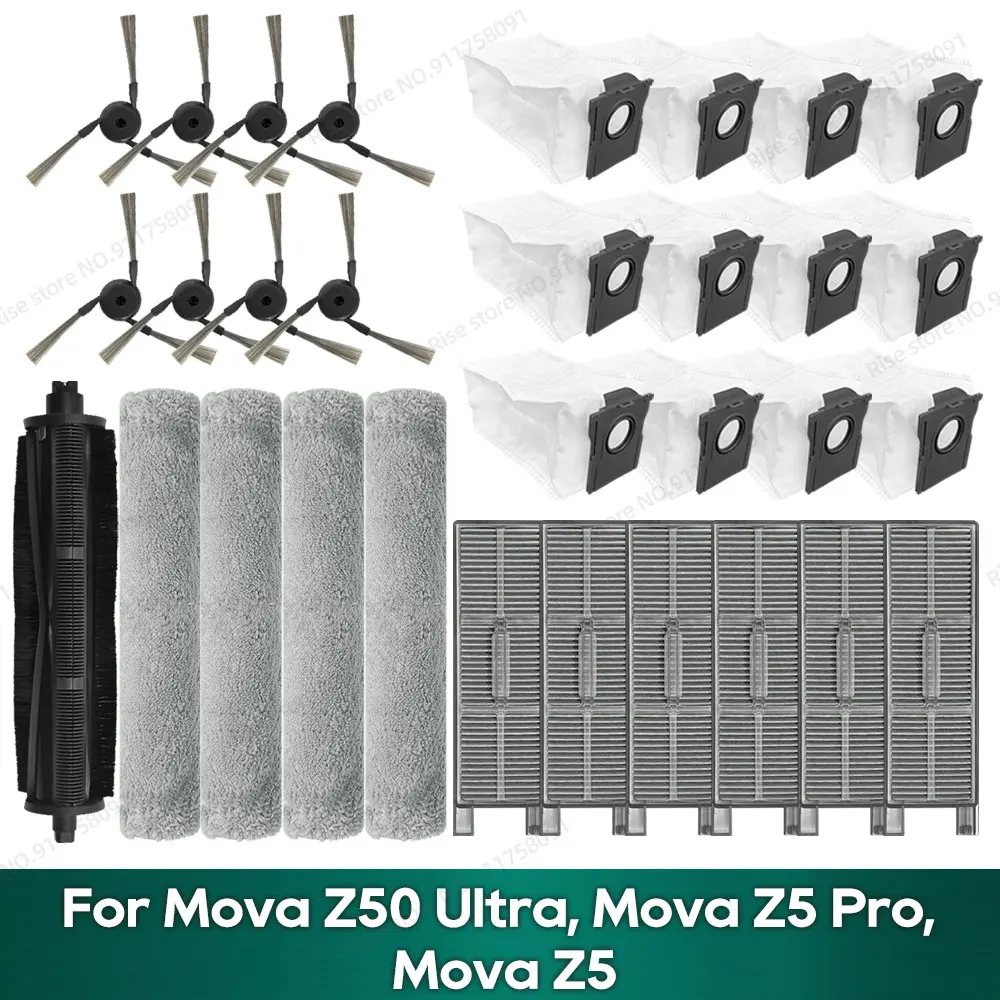 Compatibile con Mova Z50 Ultra, Mova Z5 Pro, Mova Z5 Accessori Spazzola Tricut Filtro Hepa Spazzola laterale Sacchetto per la polvere Pezzi di ricambio