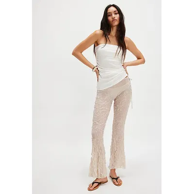 ESTHE Jacquard Flared Trousers at Free People in Off White, Size: Medium