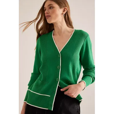 By Anthropologie Tipped V-Neck Cardigan