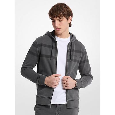 Michael Kors Logo Garment-Dyed Cotton Zip Up Hoodie Black M
