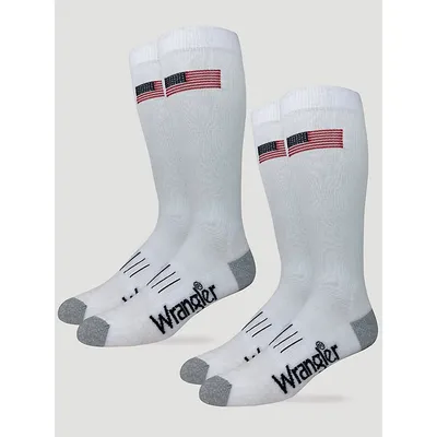 Wrangler Mens Ultra Dri USA Tall Boot Sock White Size L