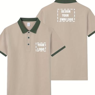 TEMU Customizable Men's T-shirt - Personalized Front And Back Pattern Prints, Black Polyester Short Sleeve Summer T-shirt, Casual Work Uniform Or Dance Team Logo Design, Custom What Image