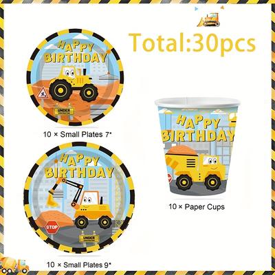 TEMU Onstruction Party Supplies Truck Plates And Napkins Construction Birthday Party Decorations Truck Theme Tableware Set Includes Construction Dinner Plates Dessert Plates Napkins Image