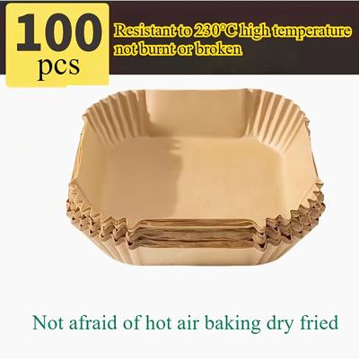 TEMU 100pcs Parchment Paper Air Fryer Liners - , Microwave Safe, Ideal For Baking, Roasting & Healthy Cooking, Image