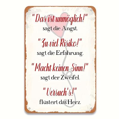 TEMU 1pc Retro German Quotes Metal Tin Sign, 8x12 Inches, Vintage-inspired Wall Art, Multipurpose With Humorous Sayings For Home, Bedroom, Bar, Cafe Decor Image