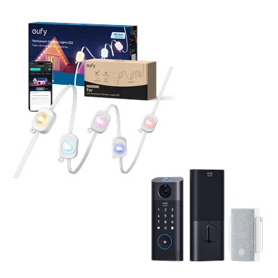 Video Smart Lock S330+Outdoor Lights E22（100ft/30m）+ 50ft/15m Extension Kit