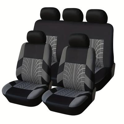 TEMU Stylish Tire Track Car Seat Covers - Fit, , 9pcs Set For & Protection - Cushioning For Most Vehicles Image