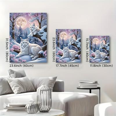 TEMU 1pc Canvas Art Print - Winter Scene With , Ideal For Decor, Bedroom, Living Room, Kitchen, Bathroom, Hotel, Cafe - Wall Hanging Fabric Poster Image