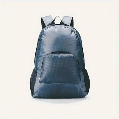 TEMU Ultra-thin Folding Backpack - Versatile Nylon Daypack With Multiple Pockets, Adjustable Shoulder Straps For Hiking, Camping, Cycling & Travel, Black, Soft Shell Design, Travel Backpack Image