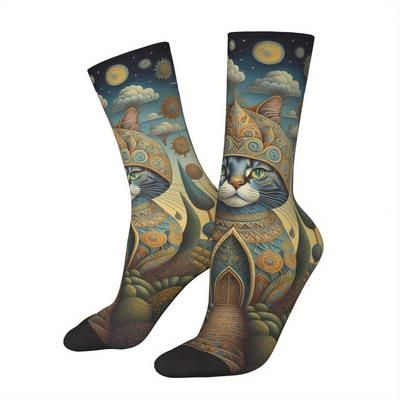 TEMU Beautiful Animals Socks Printed Men's Stockings Polyester Image