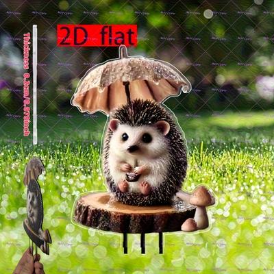 TEMU 2d Flat, Adorable Hedgehog With Umbrella Garden Stake - Decor For Patio, Potted Plants, Lawn & Garden - No Electricity Needed, Easter & Holiday Decoration, Hedgehog Decor, 2d Flat Image