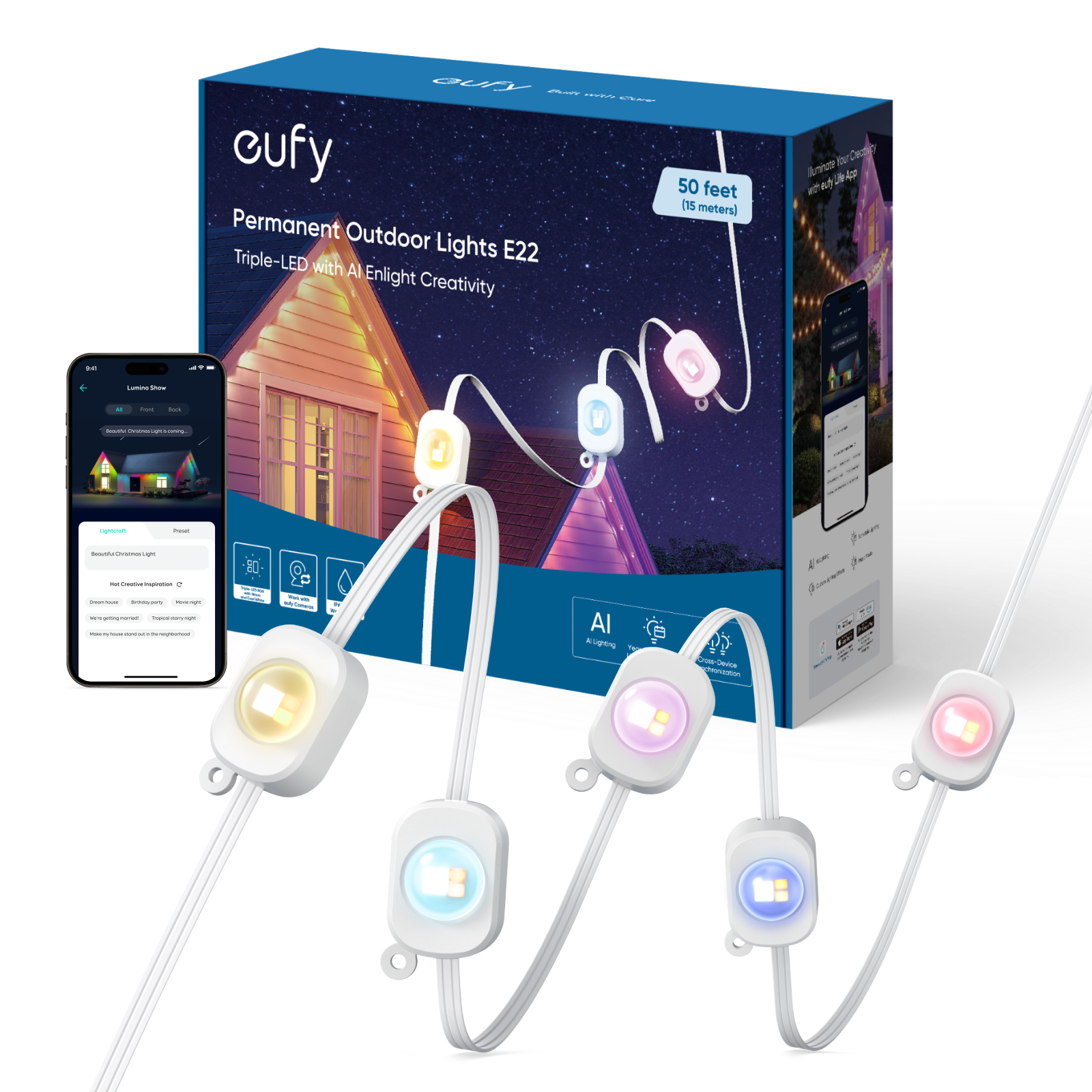 eufy Permanent Outdoor Lights E22, 50 ft 50ft