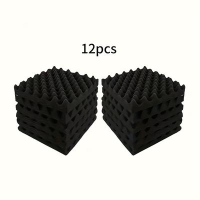 TEMU Acoustic Foam Panels, Black Egg Crate Acoustic Panels, 12 X 12 X1.18 Inch Acoustic Wall Panels, High Density Material, Absorbs Image